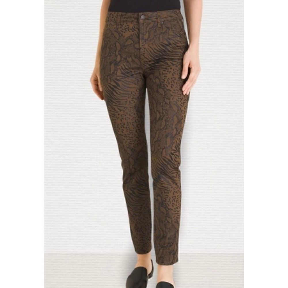 Chico’s brown and black animal print slim fit jeggings